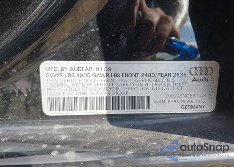 2009 Audi A4 2.0T Premium из США, поврежденный, VIN WAULF78K49N052853